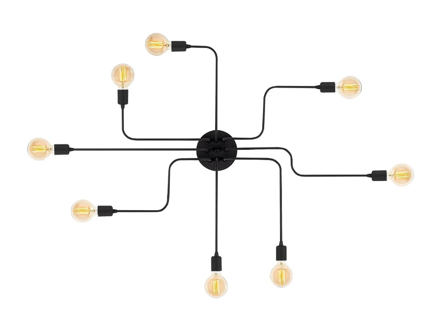 Zwarte metalen hanglamp ZOE met 8 lichtbronnen - Modern design voor woonkamer of eetkamer