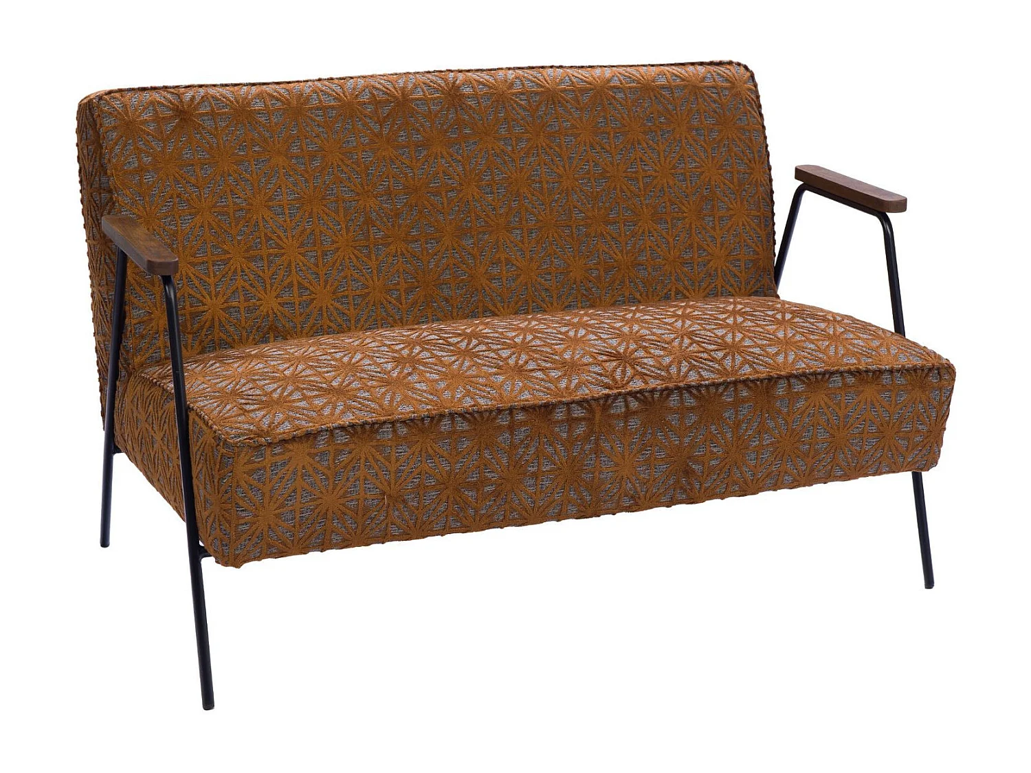 Canapé 2 places en tissu en relief marron - SINTRA