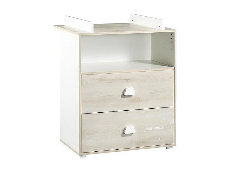 BABYPRICE  Commode a Langer Smile Hetre Cendre 2 Tiroirs
