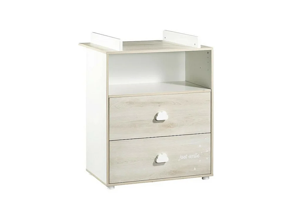 BABYPRICE  Commode a Langer Smile Hetre Cendre 2 Tiroirs