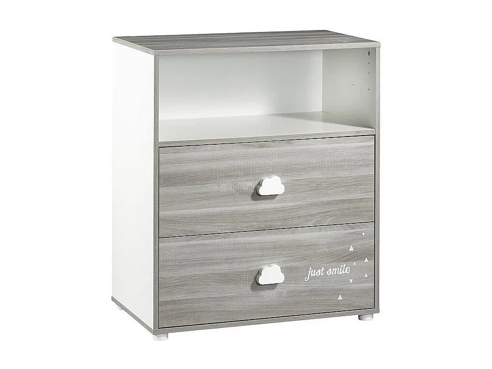 BABYPRICE  Commode a Langer Smile Chene Silex 2 Tiroirs
