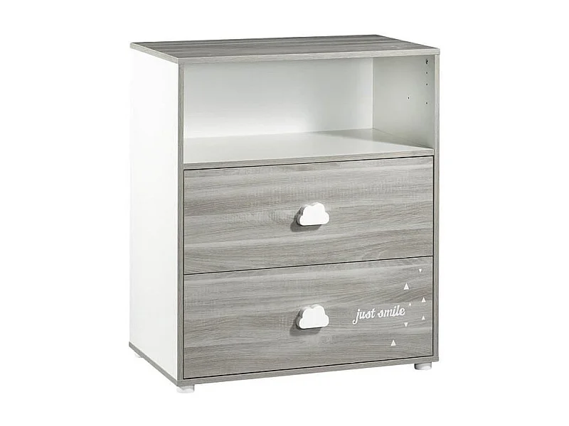 BABYPRICE  Commode a Langer Smile Chene Silex 2 Tiroirs