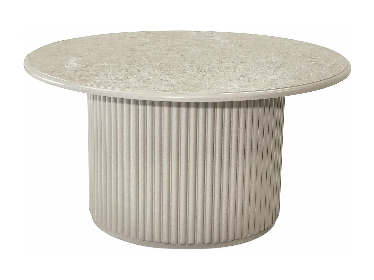 Runder Couchtisch Easy - MDF & Marmor - Grau