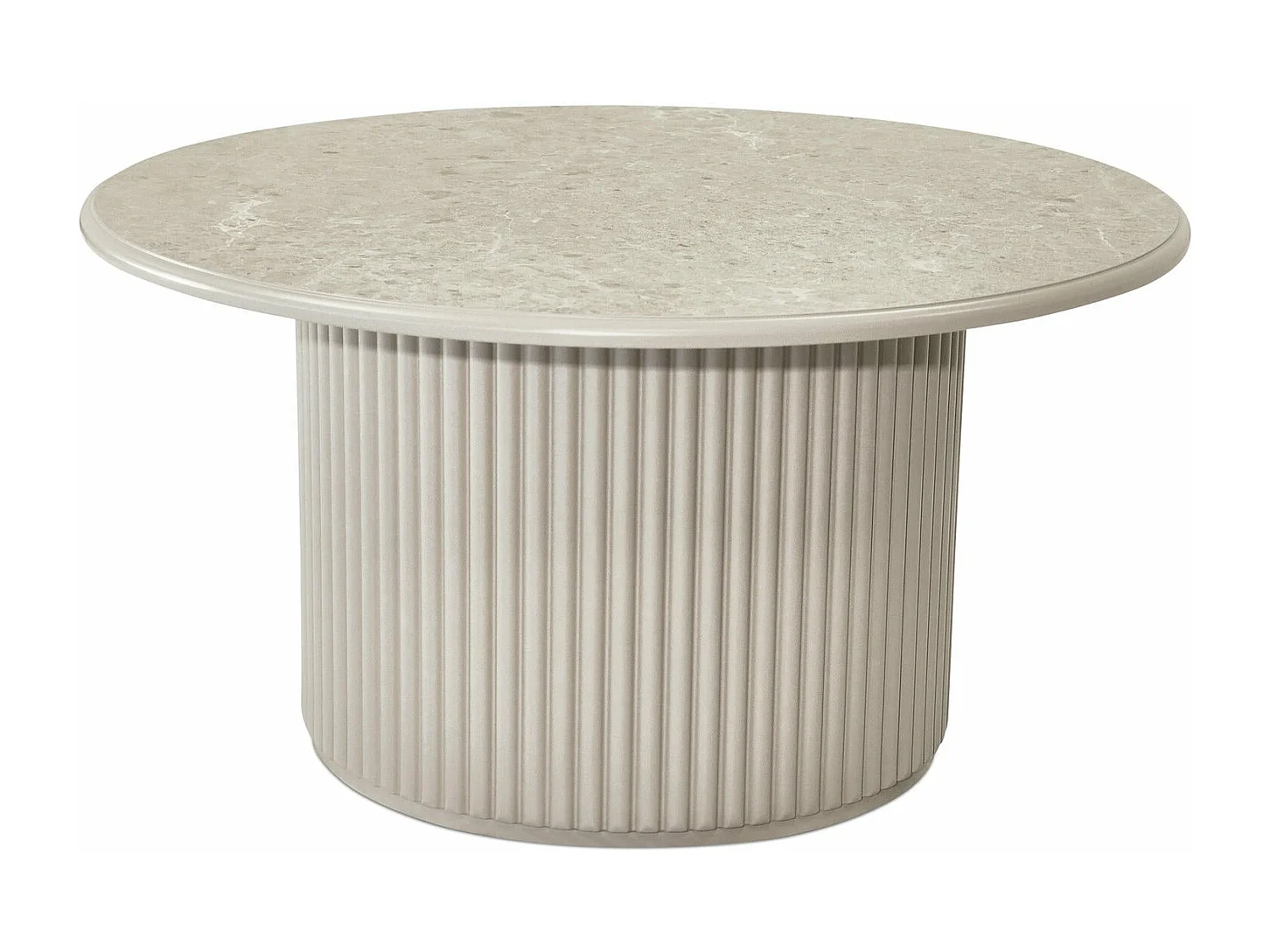 Runder Couchtisch Easy - MDF & Marmor - Grau