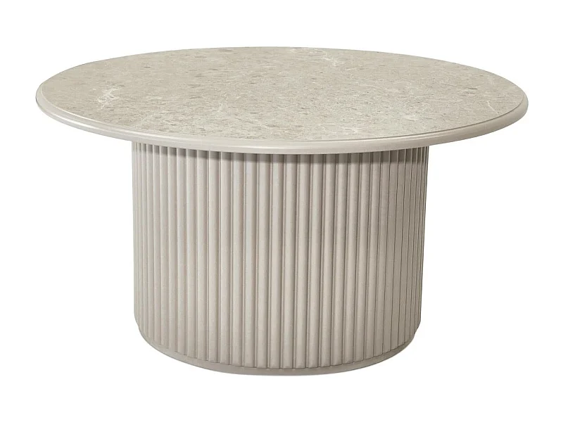 Runder Couchtisch Easy - MDF & Marmor - Grau