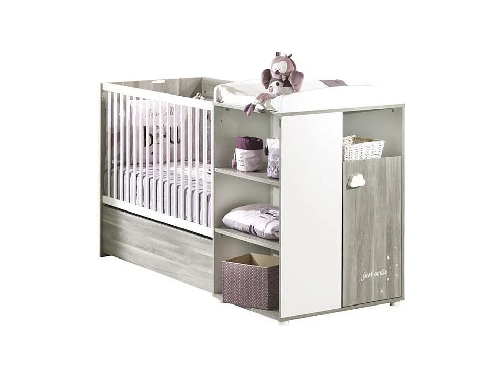 Lit Combiné 120x60 Evolutif en 90x190 en bois SMILE - BabyPrice