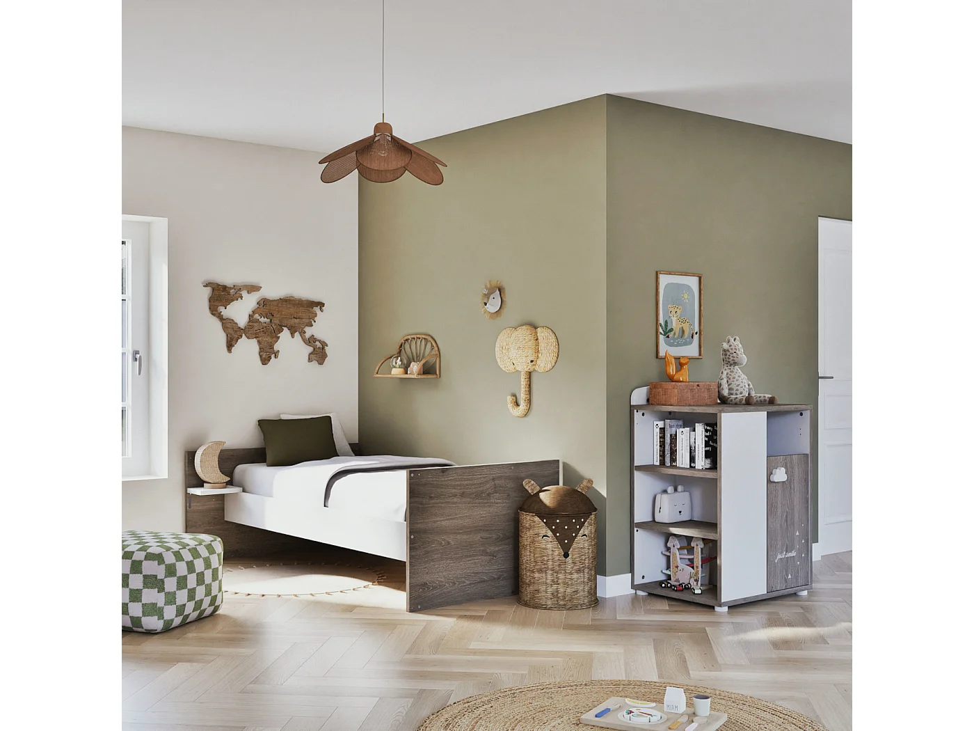 Lit Combiné 120x60 Evolutif en 90x190 en bois SMILE - BabyPrice