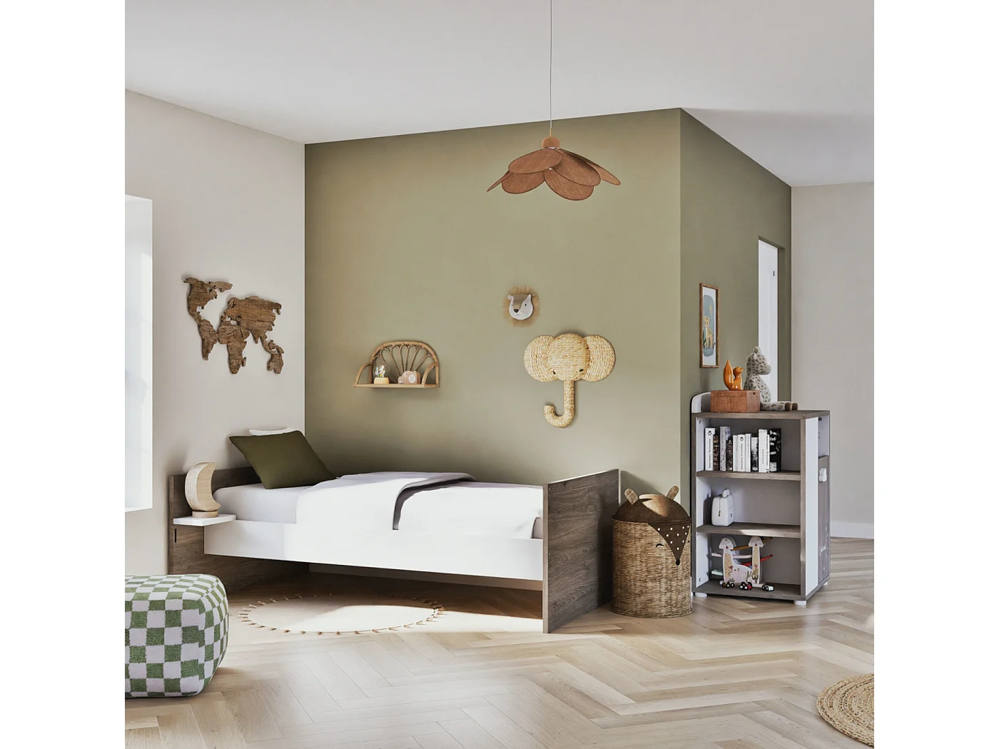 Lit Combiné 120x60 Evolutif en 90x190 en bois SMILE - BabyPrice