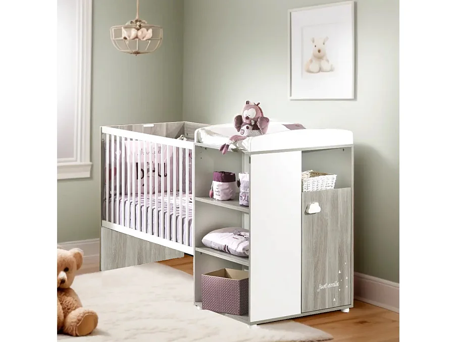 Lit Combiné 120x60 Evolutif en 90x190 en bois SMILE - BabyPrice