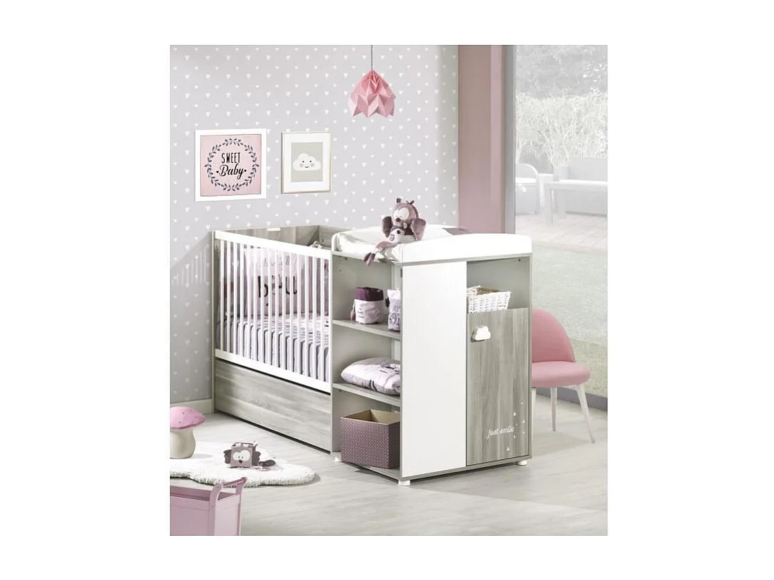 Lit Combiné 120x60 Evolutif en 90x190 en bois SMILE - BabyPrice