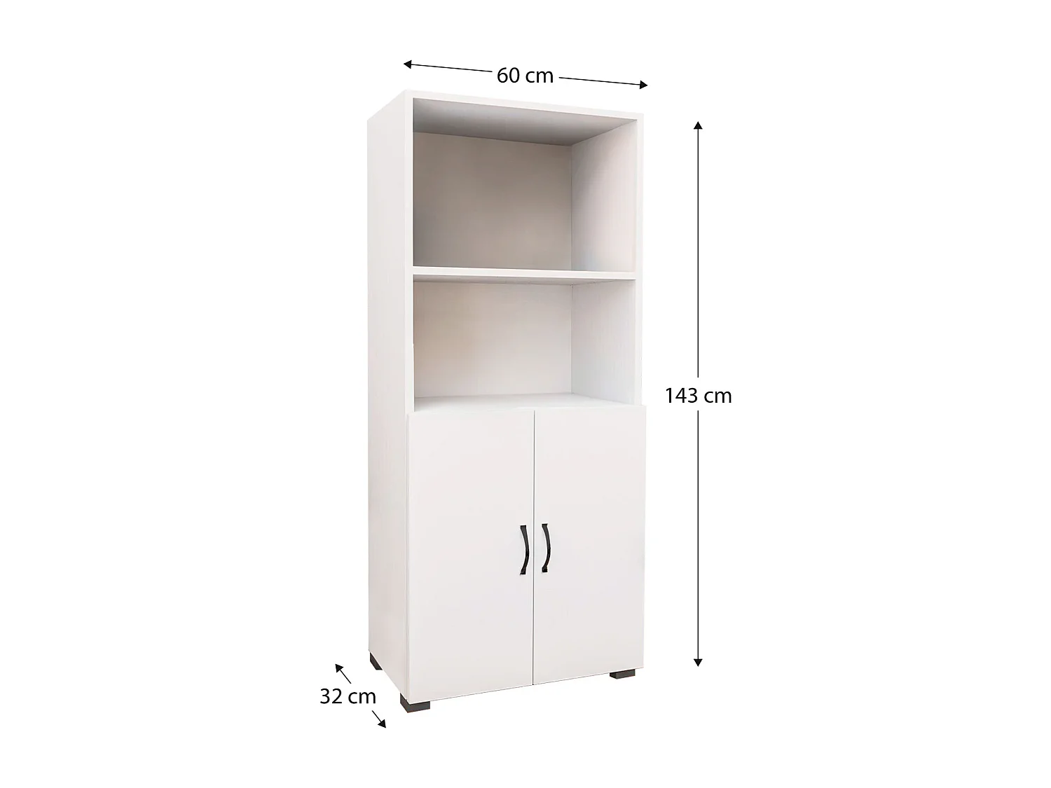 Armoire Multifonction Catter House Atenas 143 de 60x32x143 cm avec 2 Étagères, 2 Portes Inférieures et de Couleur Blanche