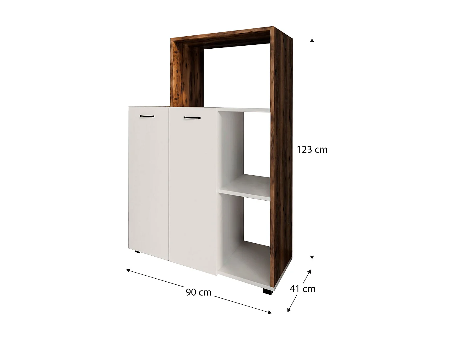 Armoire Multifonction Catter House Delfos 123 de 90x41x123cm 3 Compartiments, 2 Portes, 1 Étagère Intérieure à Hauteur Réglable