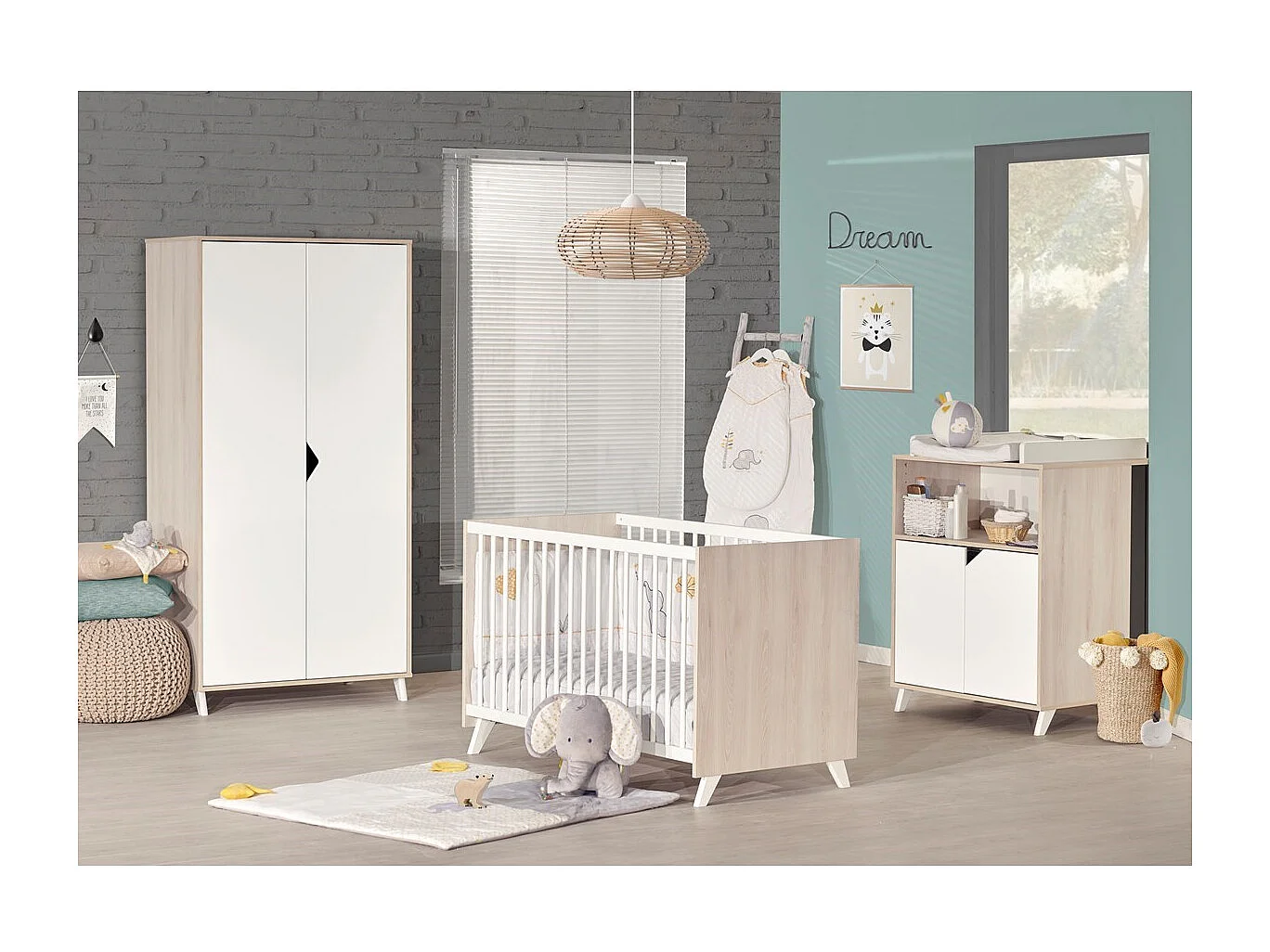 Babyprice - SCANDI NATUREL - Armoire 2 Portes