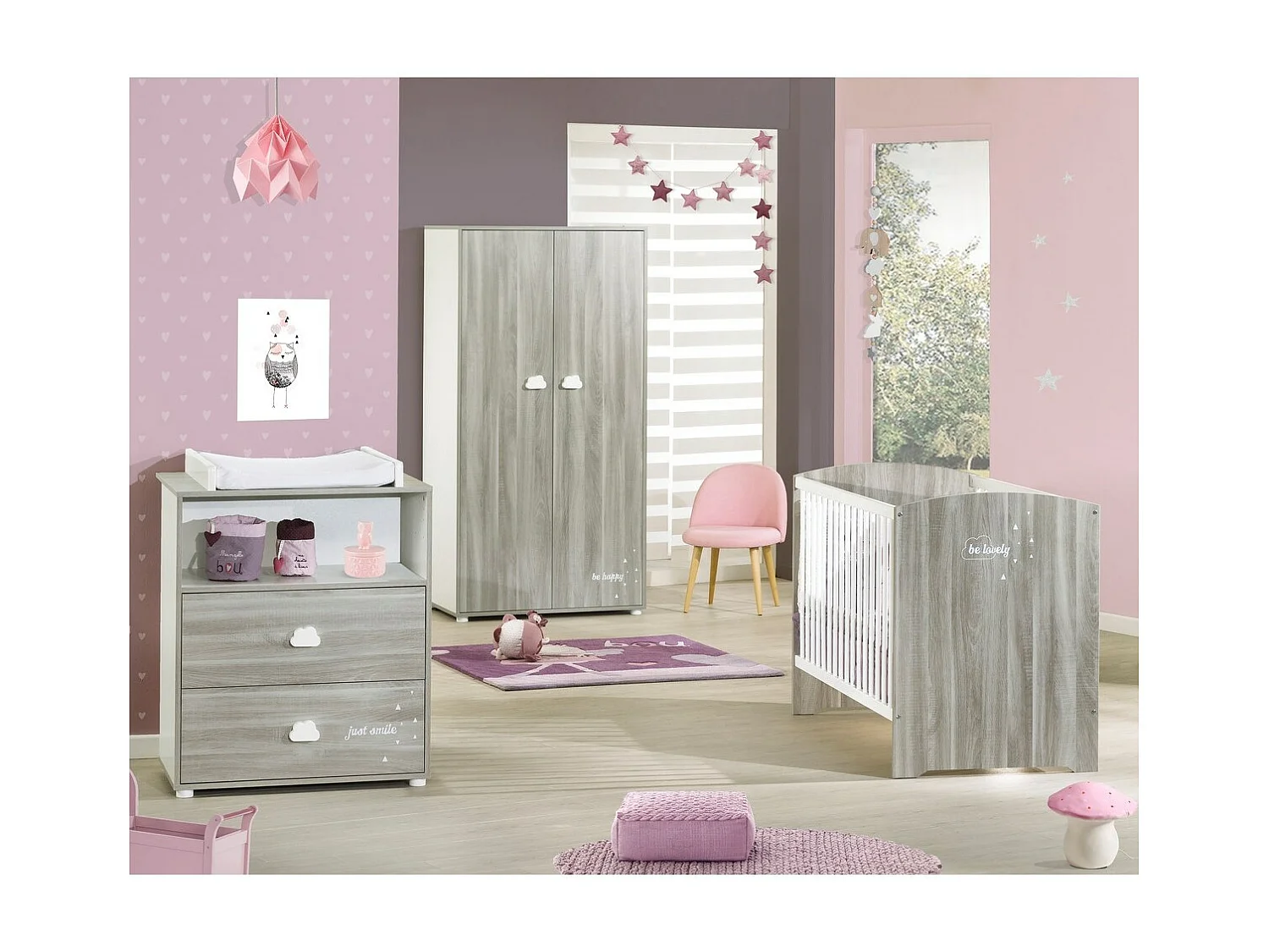 BABYPRICE  Armoire Chambre Bebe Smile Chene Silex 2 Portes