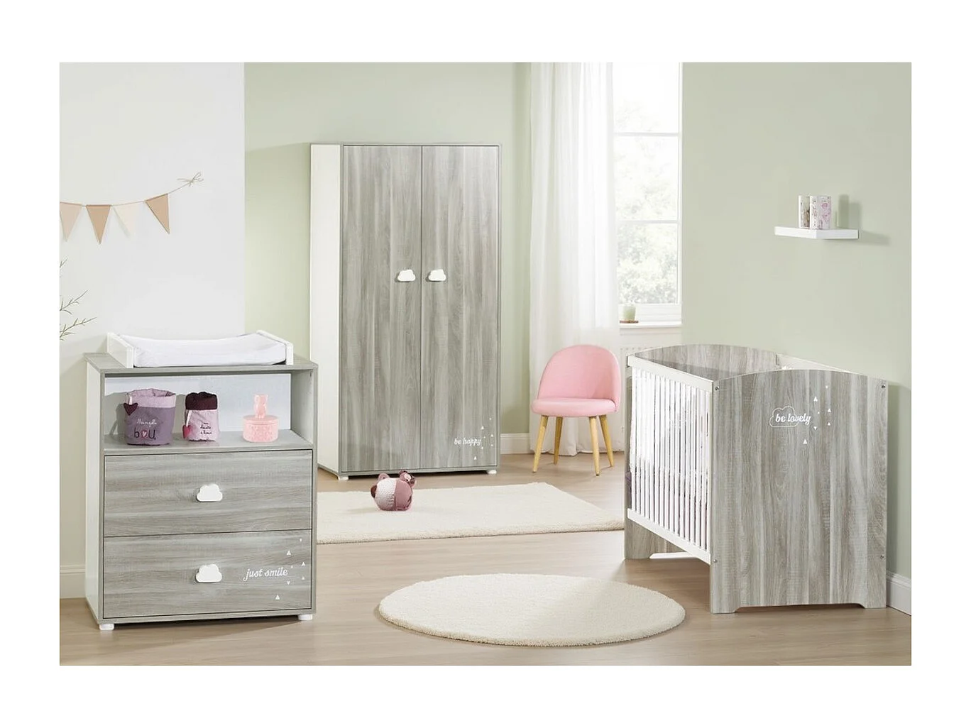 BABYPRICE  Armoire Chambre Bebe Smile Chene Silex 2 Portes