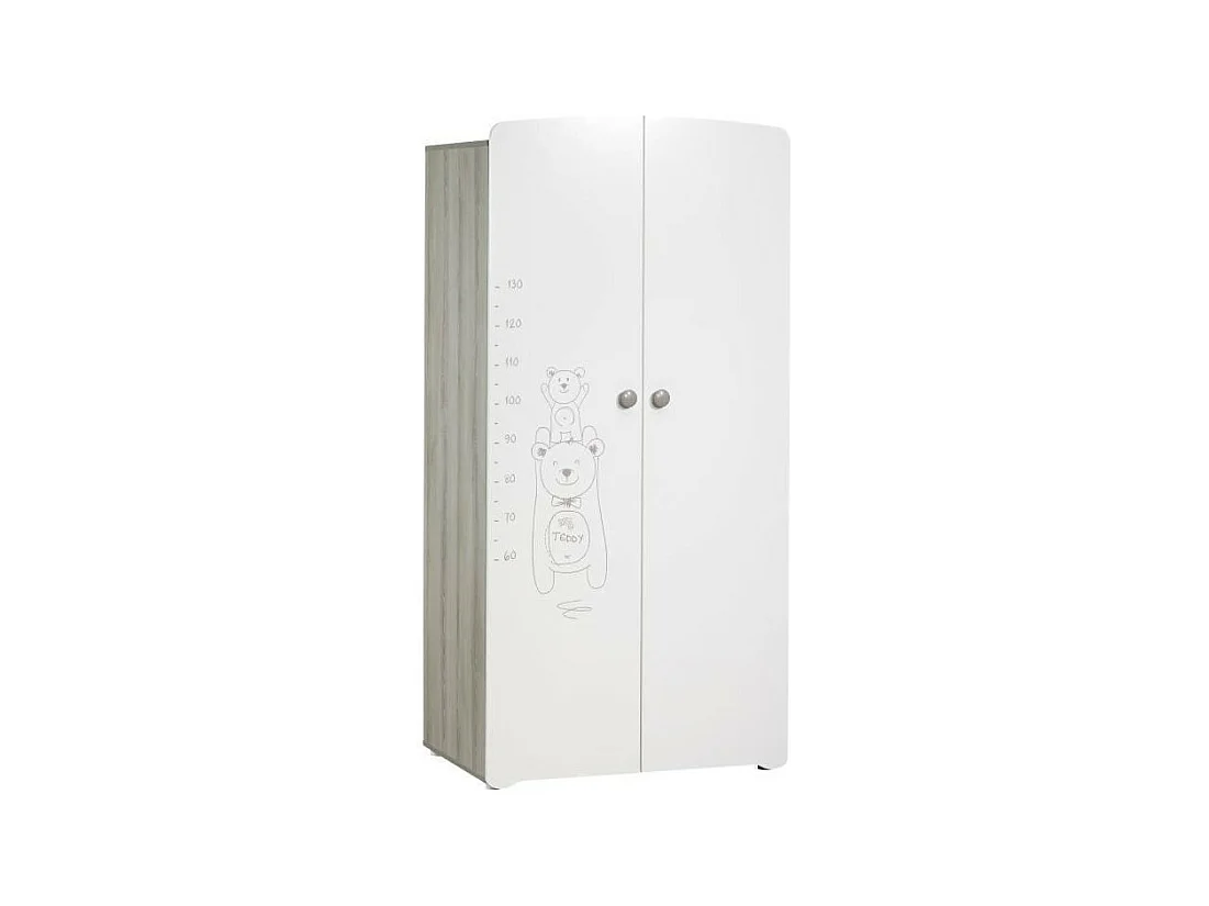 Armario de bebé de 2 puertas 175x85x56cm en melamina blanca