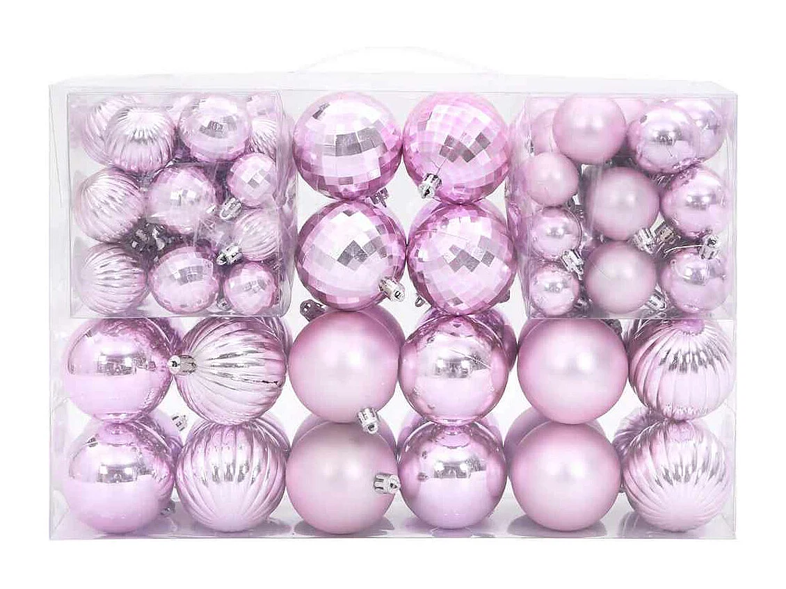 Kerstballen 100 st Ø3/4/6 cm roze