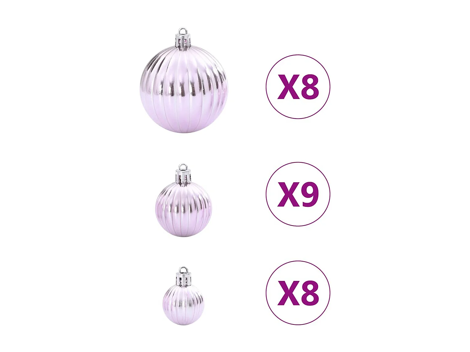 Kerstballen 100 st Ø3/4/6 cm roze