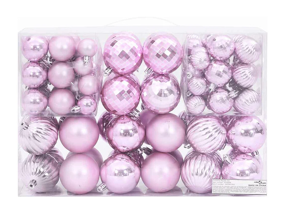 Kerstballen 100 st Ø3/4/6 cm roze