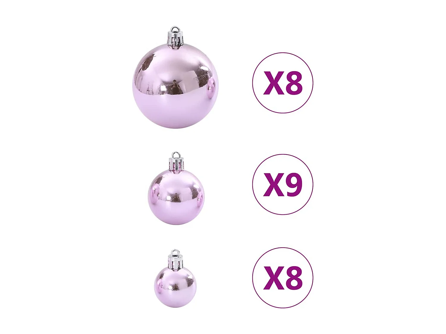 Kerstballen 100 st Ø3/4/6 cm roze