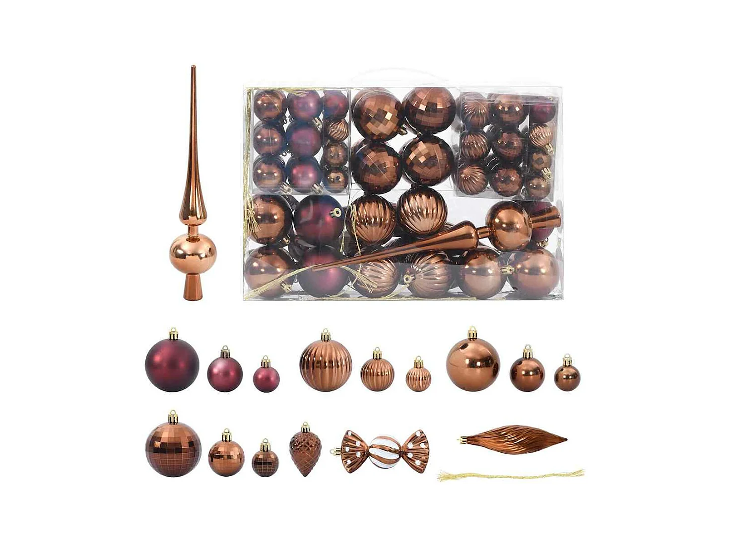 Boules de Noël 98 pcs marron Ø3/4/6 cm