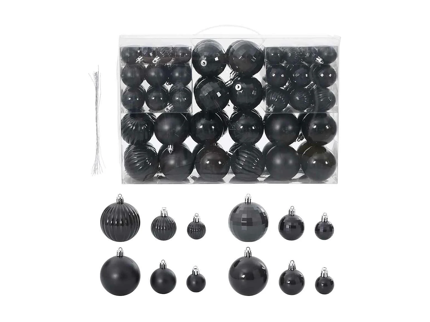 Enfeites de Natal 100 pcs Ø3/4/6 cm preto