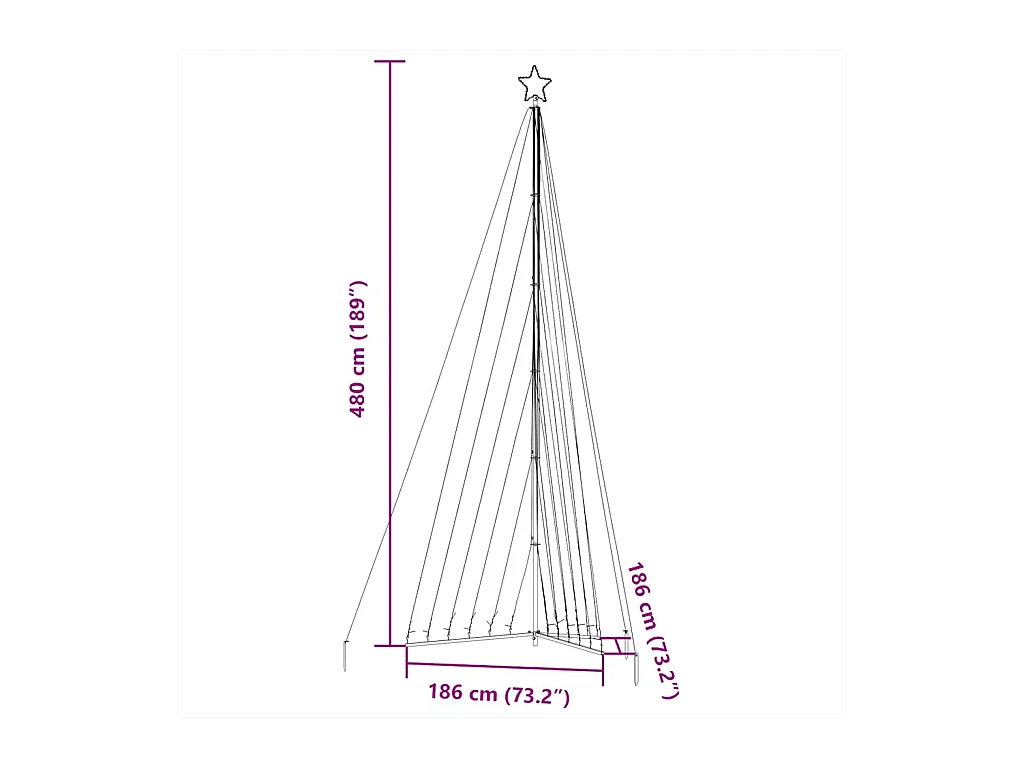 LED-kerstboom 789 LEDs koud wit 476 cm