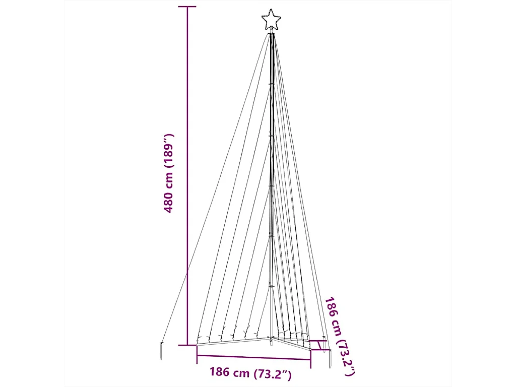 LED-kerstboom 789 LEDs koud wit 476 cm