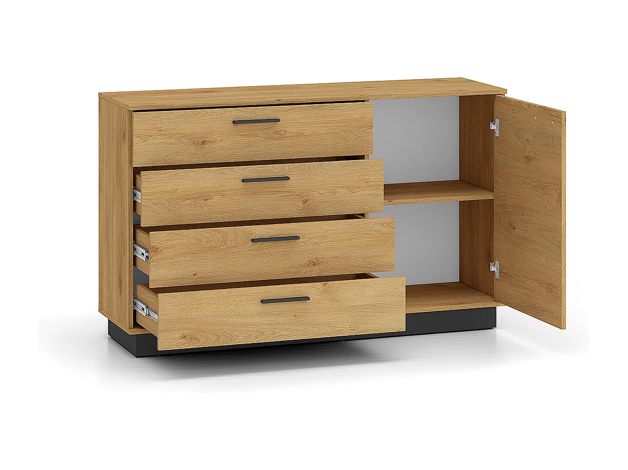 Buffet 1 porte 4 tiroirs Ysia Bois et Noir