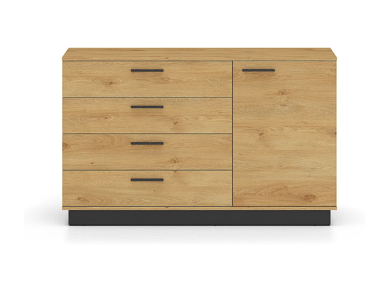 Buffet 1 porte 4 tiroirs Ysia Bois et Noir