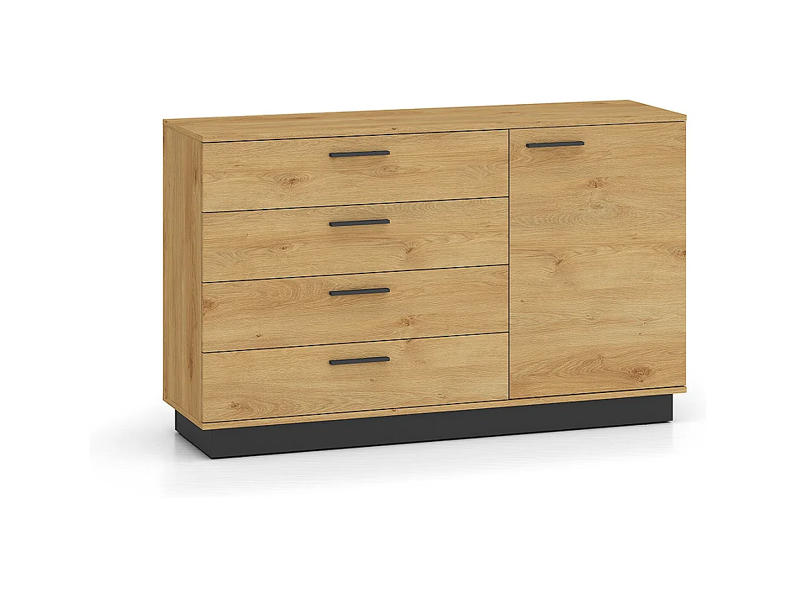Buffet 1 porte 4 tiroirs Ysia Bois et Noir