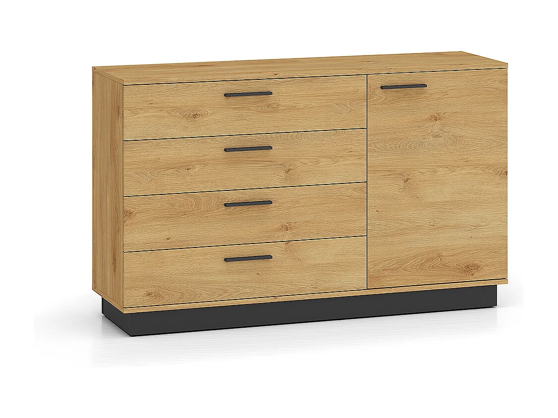 Buffet 1 anta 4 cassetti Ysia marrone e nero 86cm