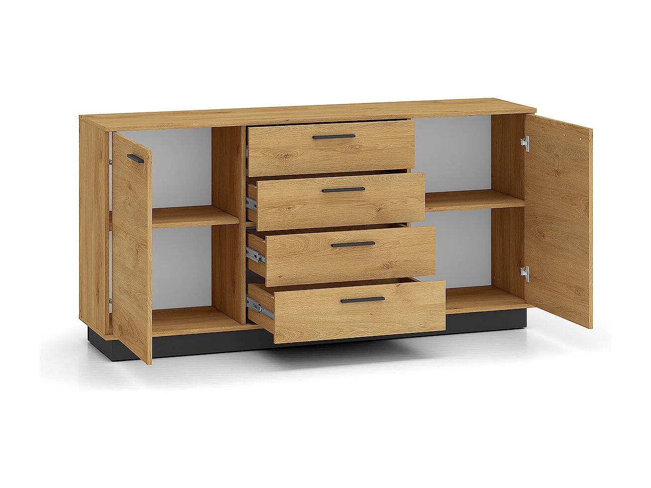 Buffet 2 ante 4 cassetti Ysia marrone e nero 86cm