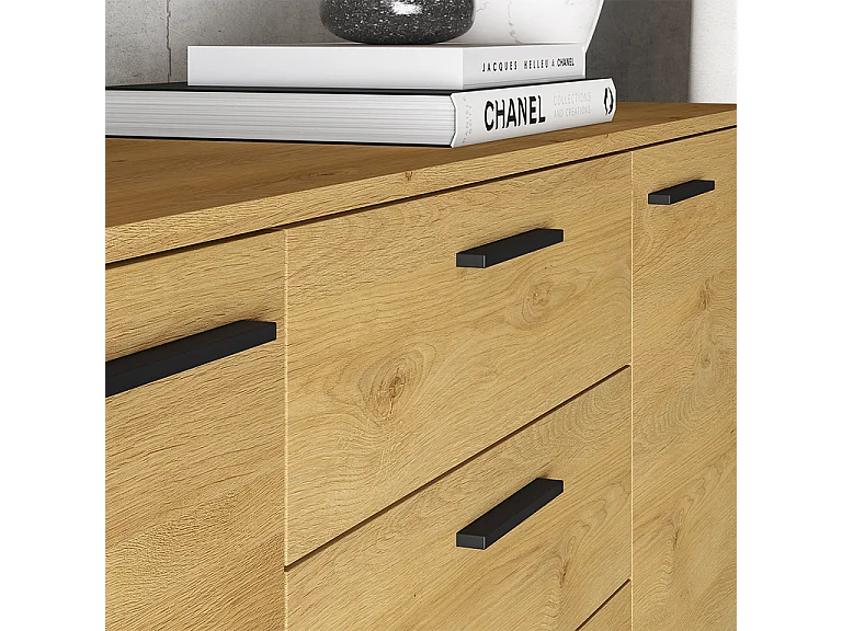 Buffet 2 ante 4 cassetti Ysia marrone e nero 86cm