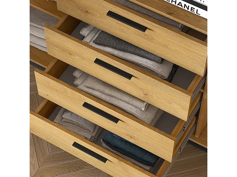 Buffet 2 ante 4 cassetti Ysia marrone e nero 86cm