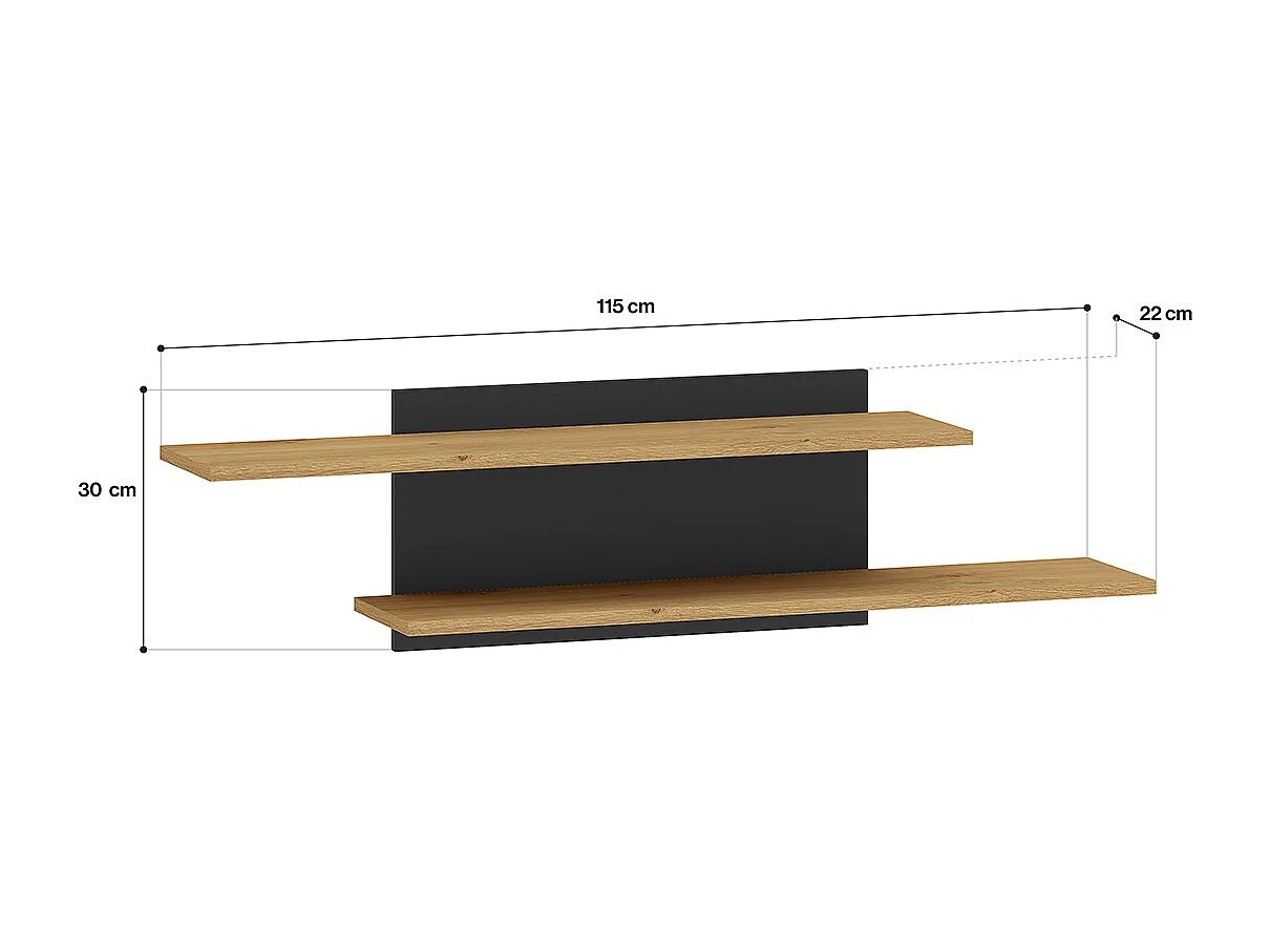 Wandregal Ysia Holz und Schwarz