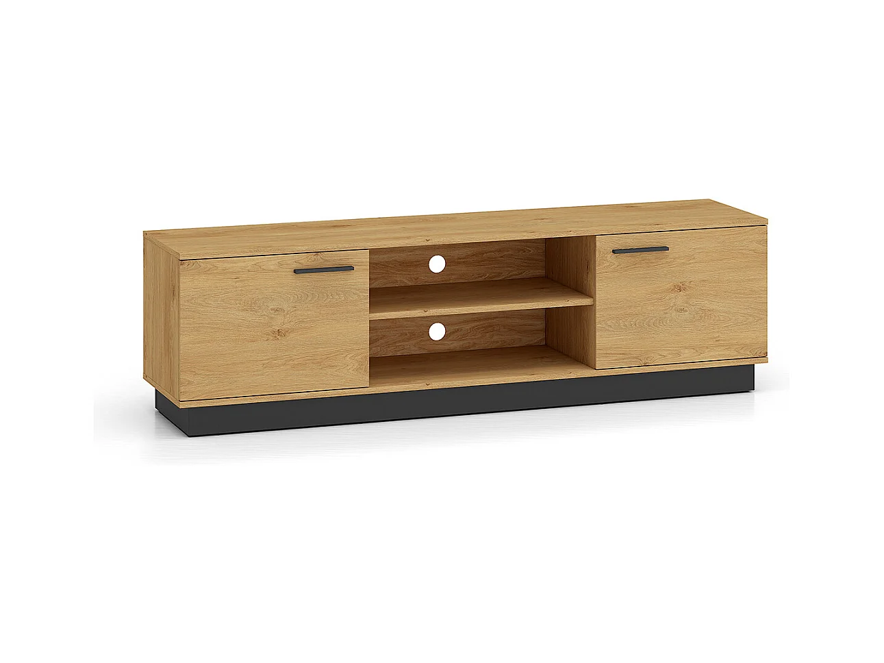 Meuble TV 2 portes 170 cm Ysia Bois et Noir