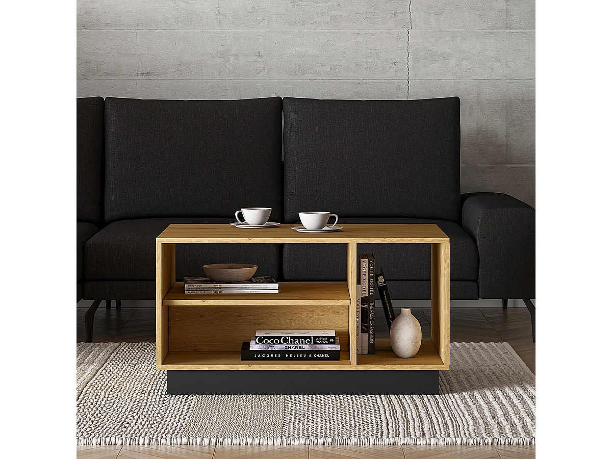 Mesa de centro Ysia madeira e preto 49cm