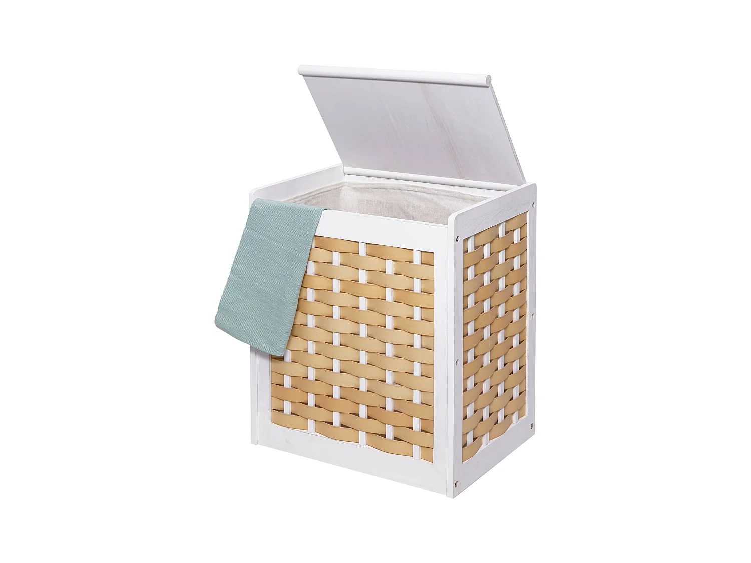 Panier à linge bac bois blanche 51 x 35 x 61 cm 04_0003751