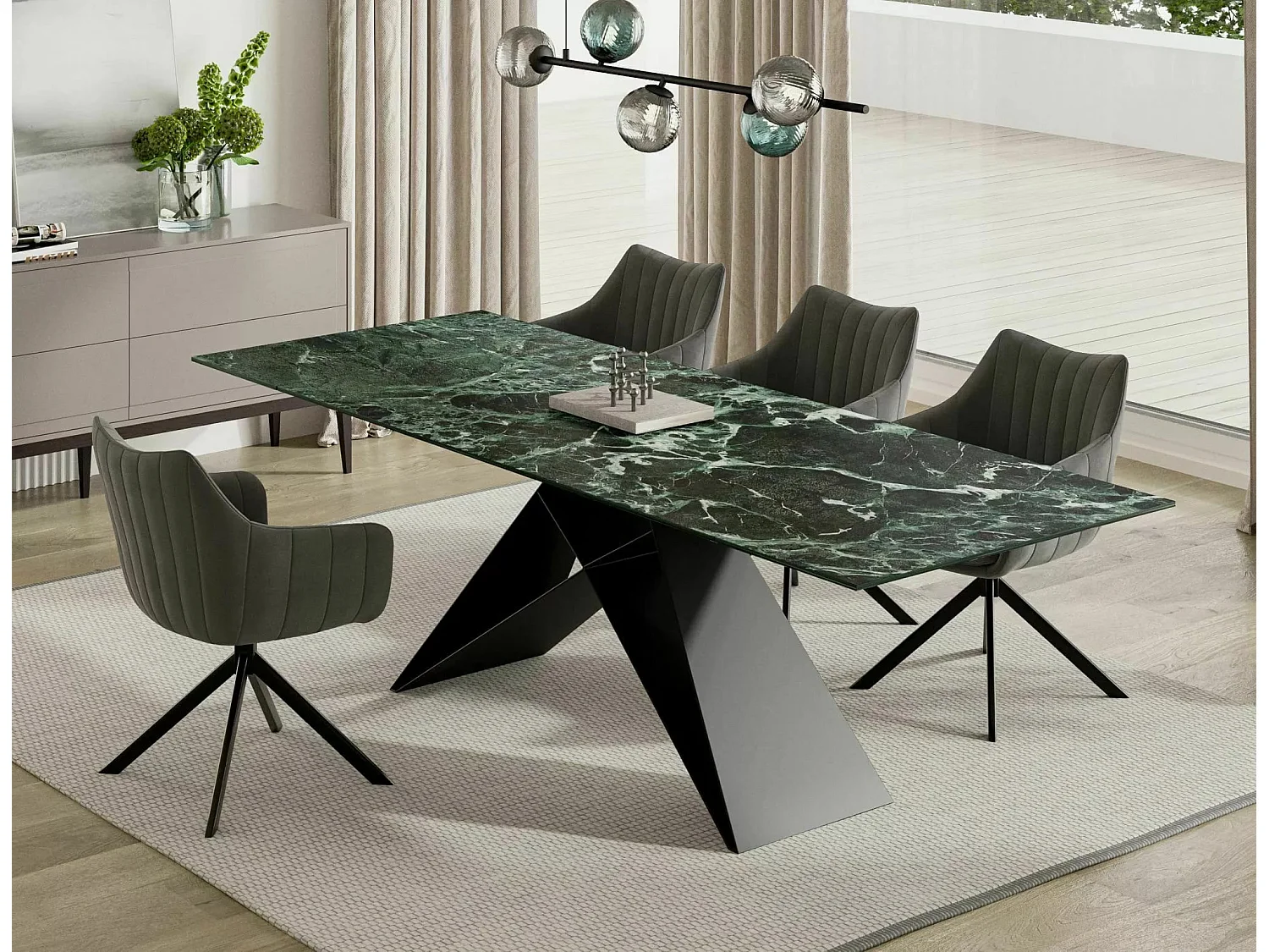 Table à manger  Westin Turkis (90x160-240)/céramique/Bleu&Vert