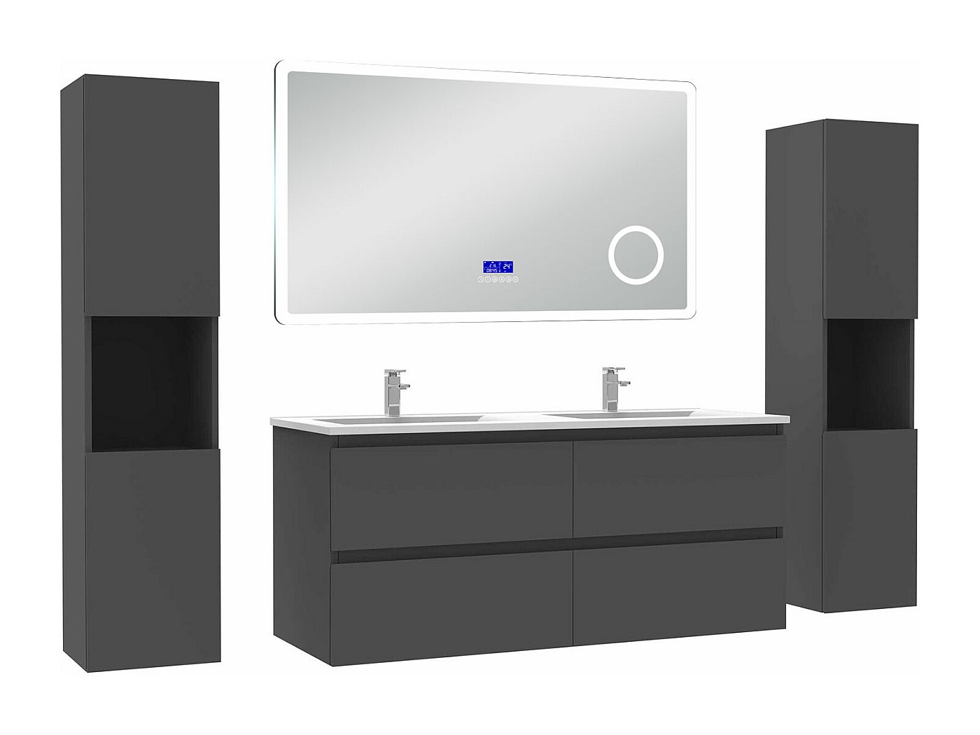 Ensemble de meubles de salle de bain suspendu lavabo 60 cm colonnes armoire avec miroir