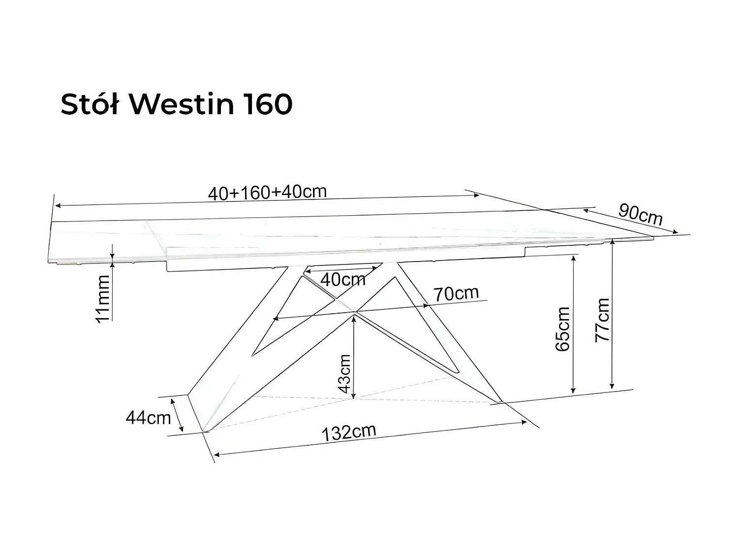 Esstisch  Westin Pietra (90x160-240)/Keramik/Grau&Schwarz