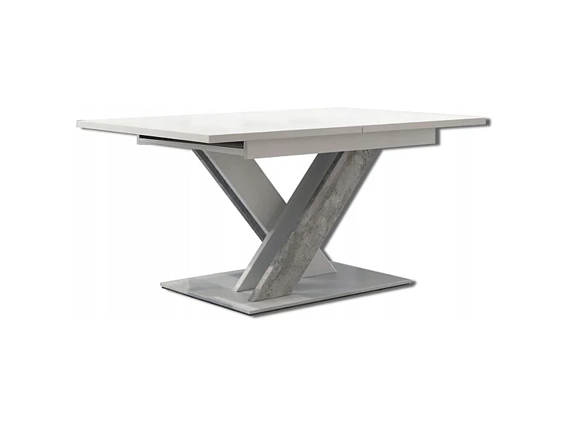 TABLE A MANGER EXTENSIBLE BRUCE - BETON ET BLANC 140 - 180 CM