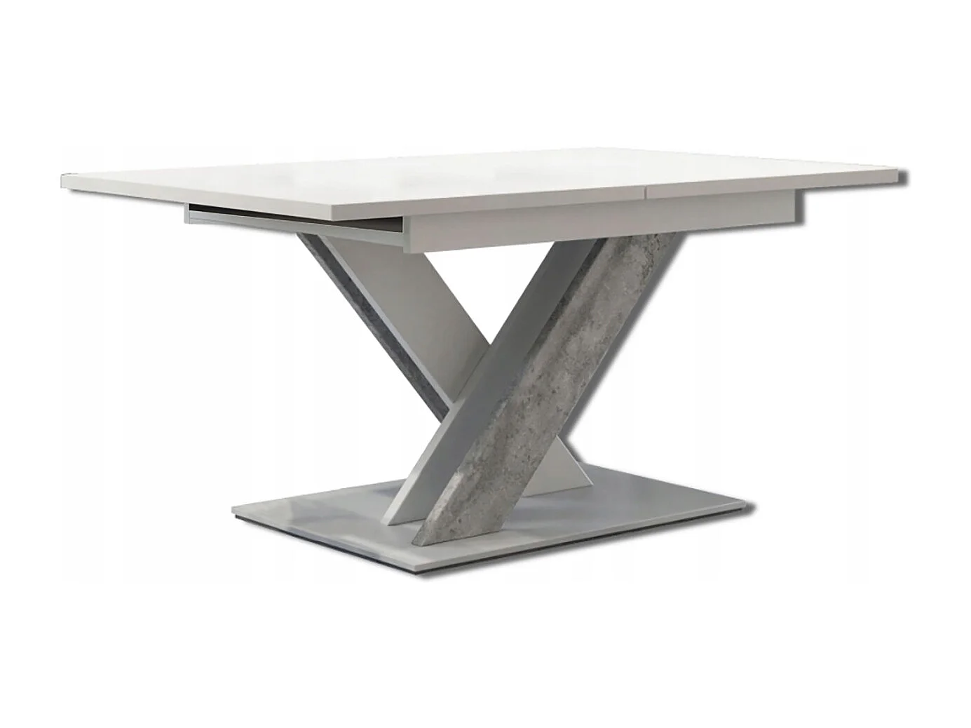 TABLE A MANGER EXTENSIBLE BRUCE - BETON ET BLANC 140 - 180 CM