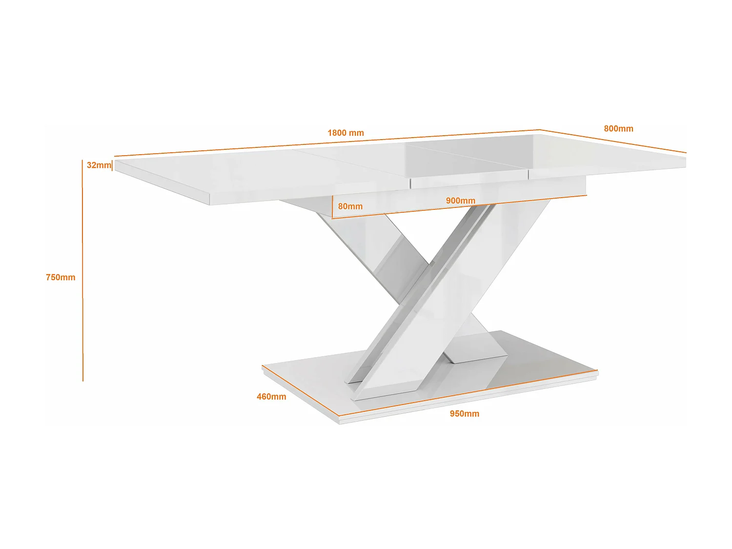 TABLE A MANGER EXTENSIBLE BRUCE - BETON ET BLANC 140 - 180 CM