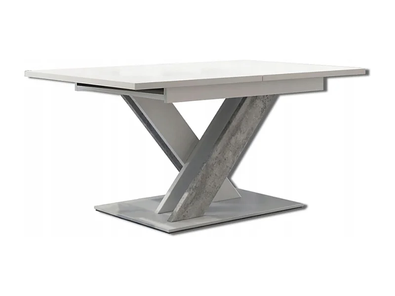 TABLE A MANGER EXTENSIBLE BRUCE - BETON ET BLANC 140 - 180 CM