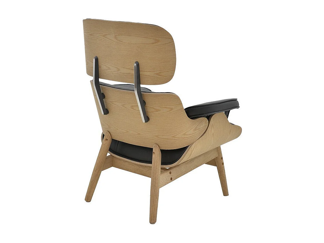 fauteuil cuir bois massif noyer noir 80x80x96,5 cm