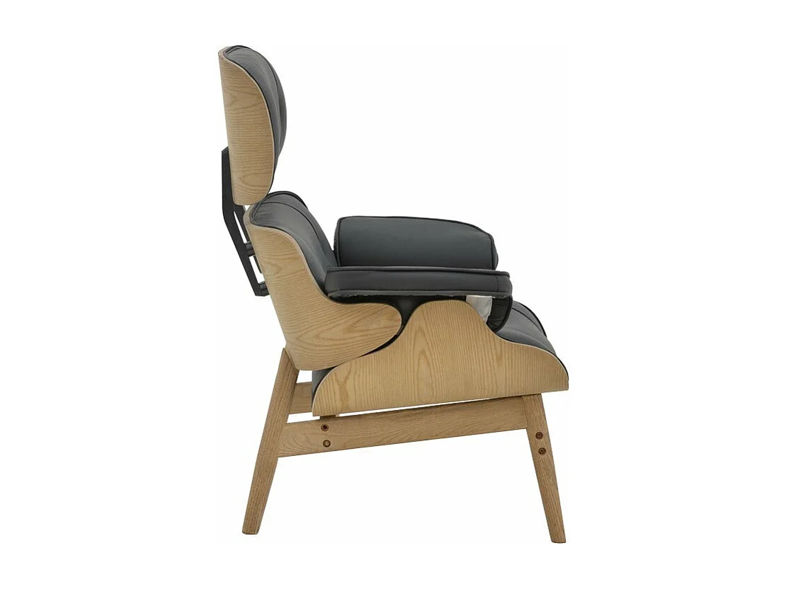 fauteuil cuir bois massif noyer noir 80x80x96,5 cm