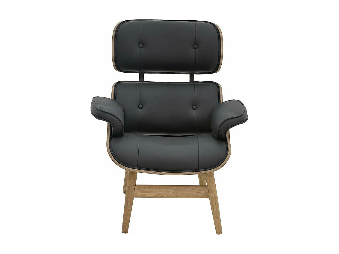 fauteuil cuir bois massif noyer noir 80x80x96,5 cm