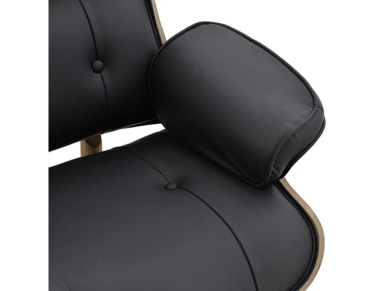 fauteuil cuir bois massif noyer noir 80x80x96,5 cm